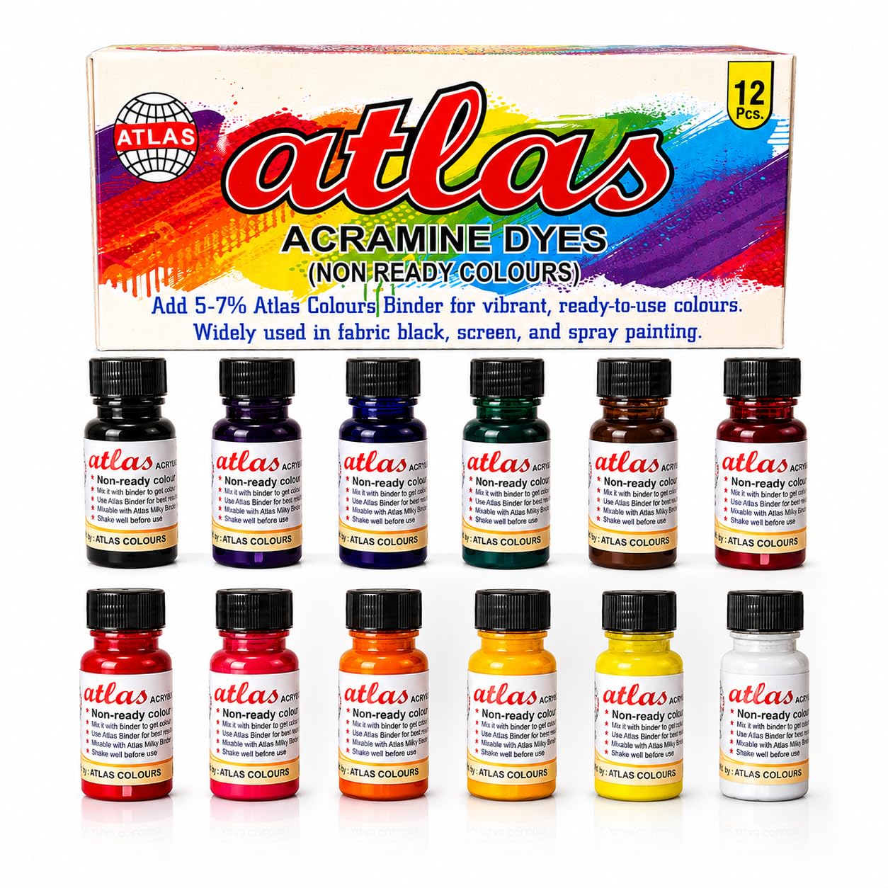 Atlas Colours Acramine Dyes for Fabric Painting – Set of 12 Shades (20 ml each) | Bright, Permanent Textile Colours | Ideal for All Fabrics,-picture-25