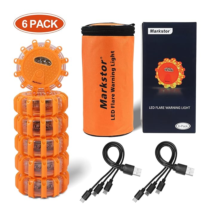 Buy Markstor 6 Pack Rechargeable LED Emergency Flare Car Kit With 9