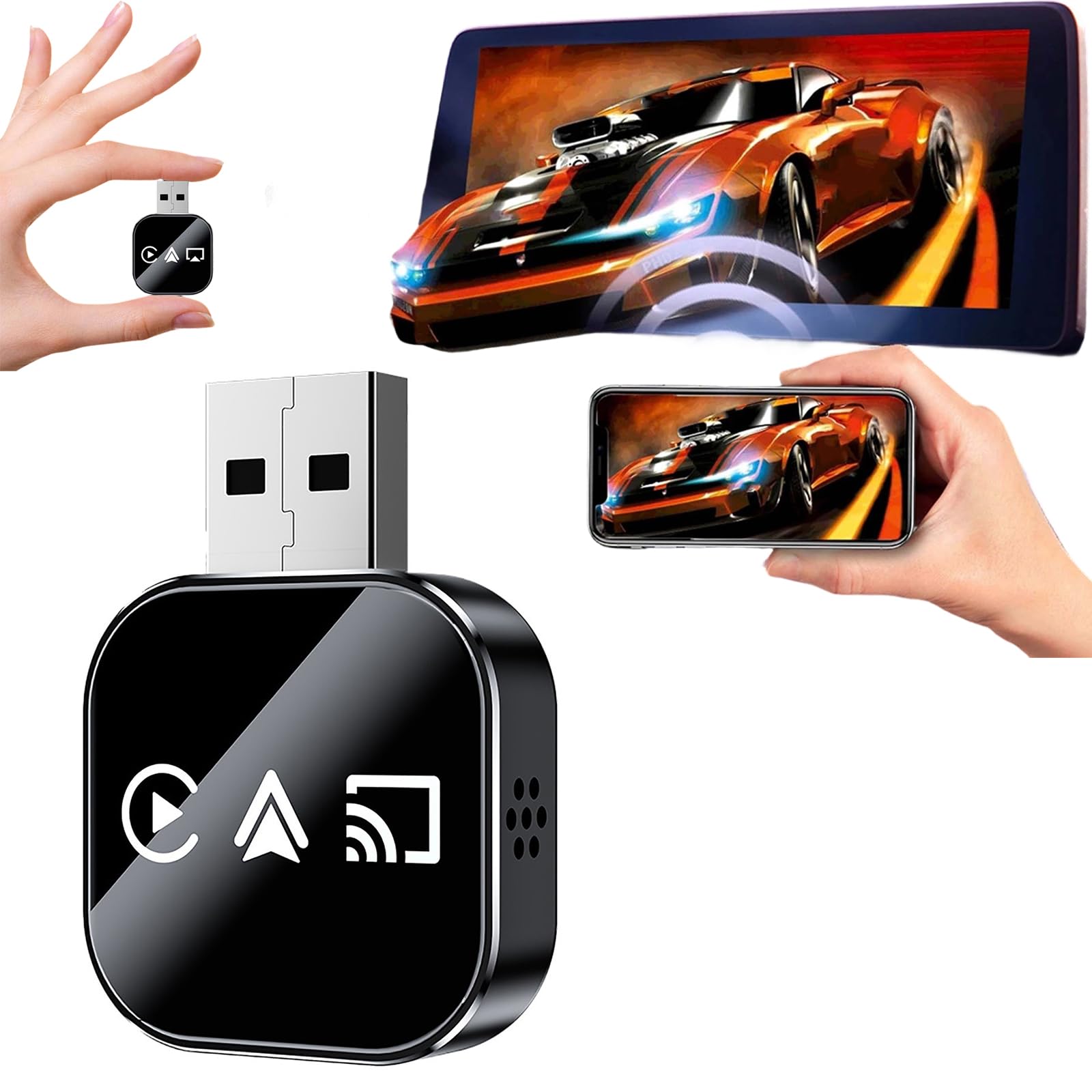 2026 Wireless CarPlay Adapter, Wired to Wireless Portable USB Connector Car Play for iPhone, 3-in-1 Screen Mirroring iOS Adapter for Car, Plug & Play Car Electronics Accessory (Black,for Android) — view 9