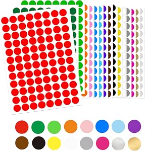 432 Gommettes Autocollantes Rondes 50 Mm – 9 Couleurs, Pour Classement, Bureau, école, Calendrier