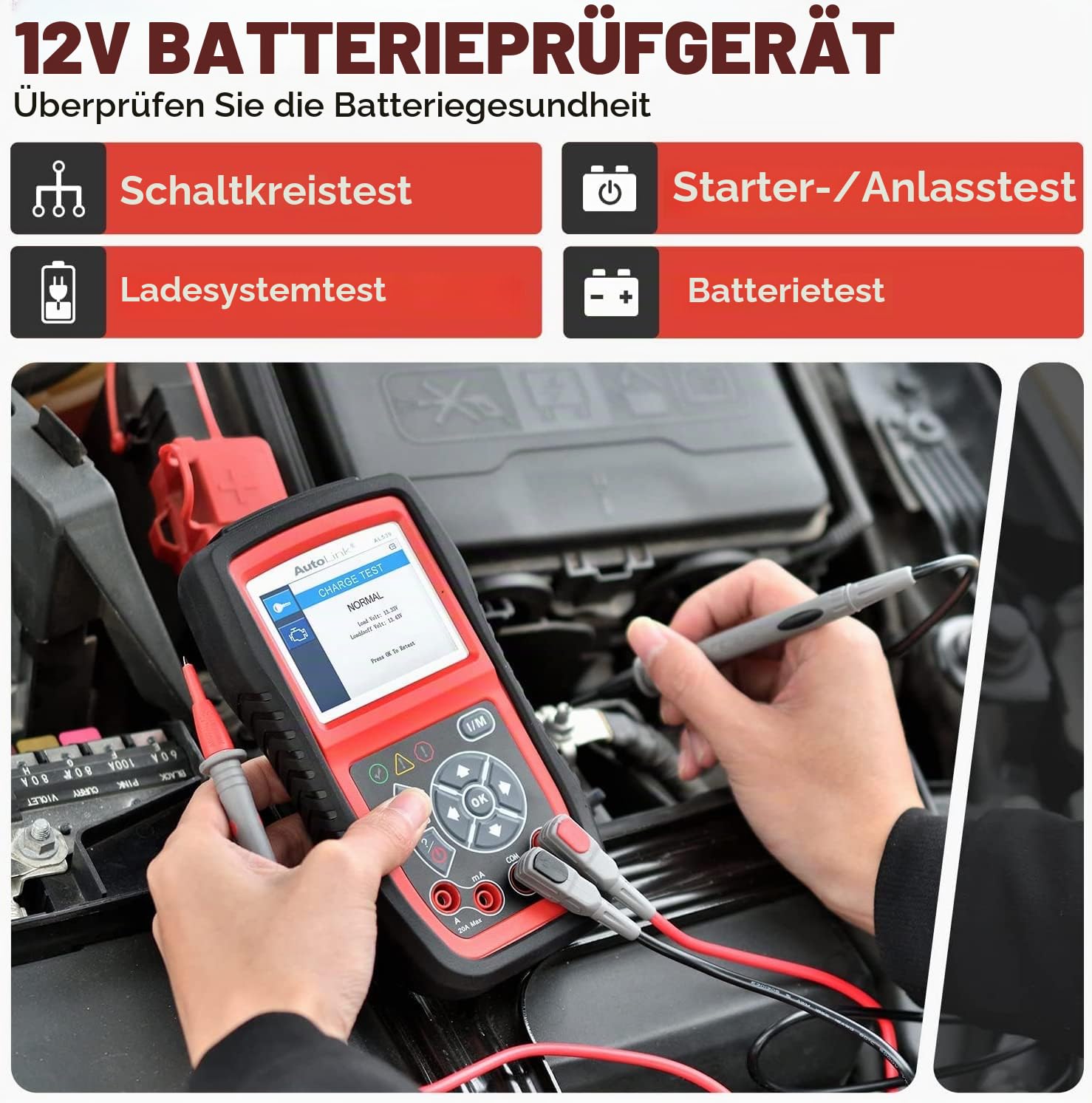 Autel Diagnosewerkzeuge Diagnosegerät OBDII Fehlercode Scanner, Auto Code Leser, Fahrzeug Code Reader Druck durch PC, unterstüzt Batterie-Tester, AL539B