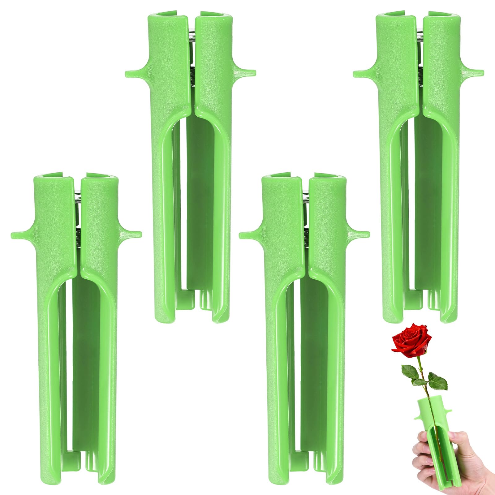 M METERXITY 4-Pack Rose Thorn Stripper Tool, Plastic Metal Rose Stem Leaf Thorn Stripper for Bouquets Pruning Branches/Floral Arrangement, Flower Stripping Tool Remove [Green]