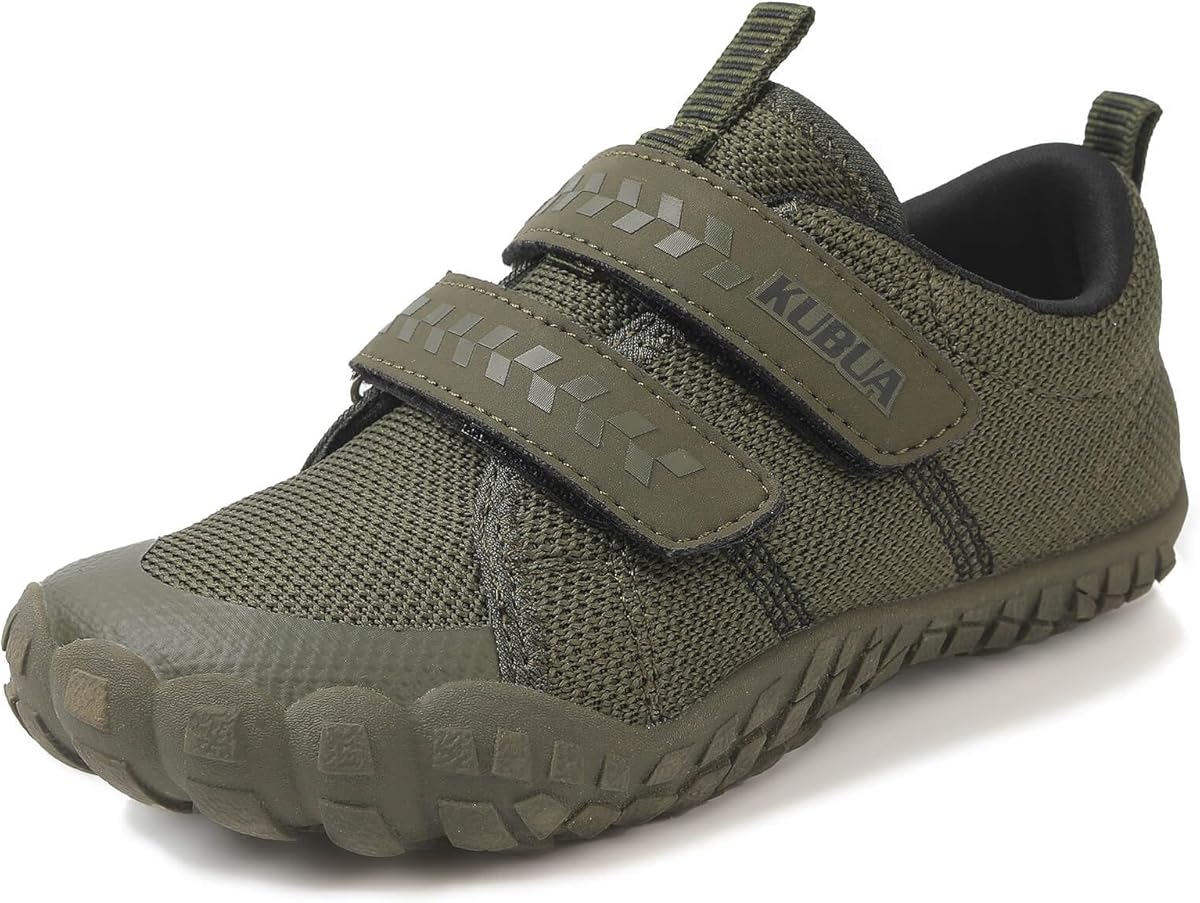KUBUA Kids Barefoot Shoes Toddler Boys Girls Minimalist Zero Drop Sneakers for Sports Running Walking Tennis Training A Green 3.5 Big Kid