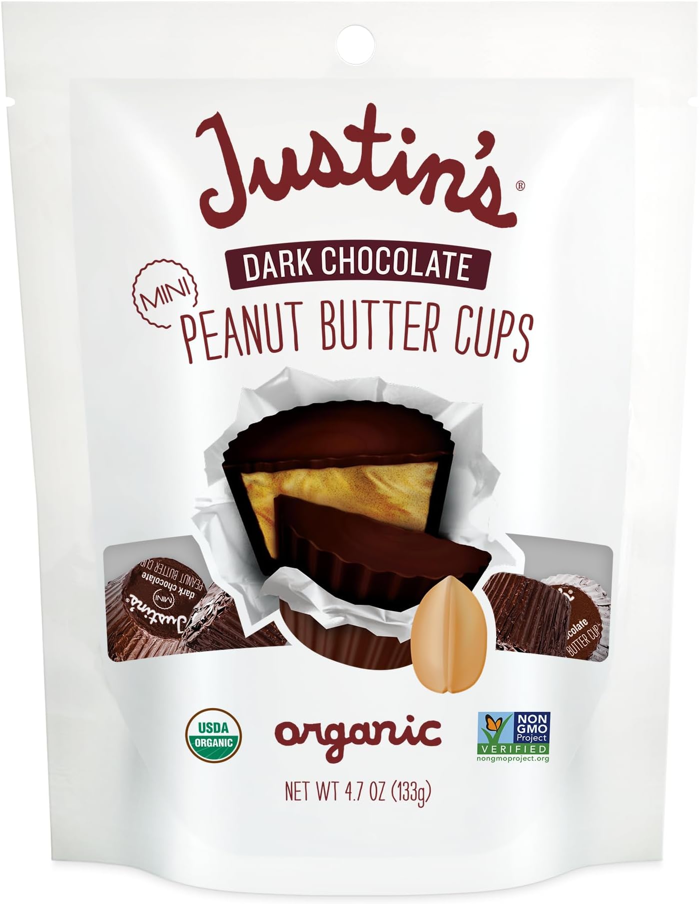 Peanut Butter Cups Dark Chocolate Mini Organic, 4.7 Ounce