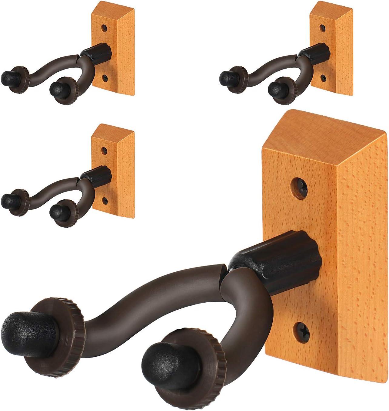 Guitar Wall Hangers EONLION 4-Pack Guitar Hanger Wall Hook Holder Stand for Bass Electric Acoustic Guitar Ukulele Woodbase textured