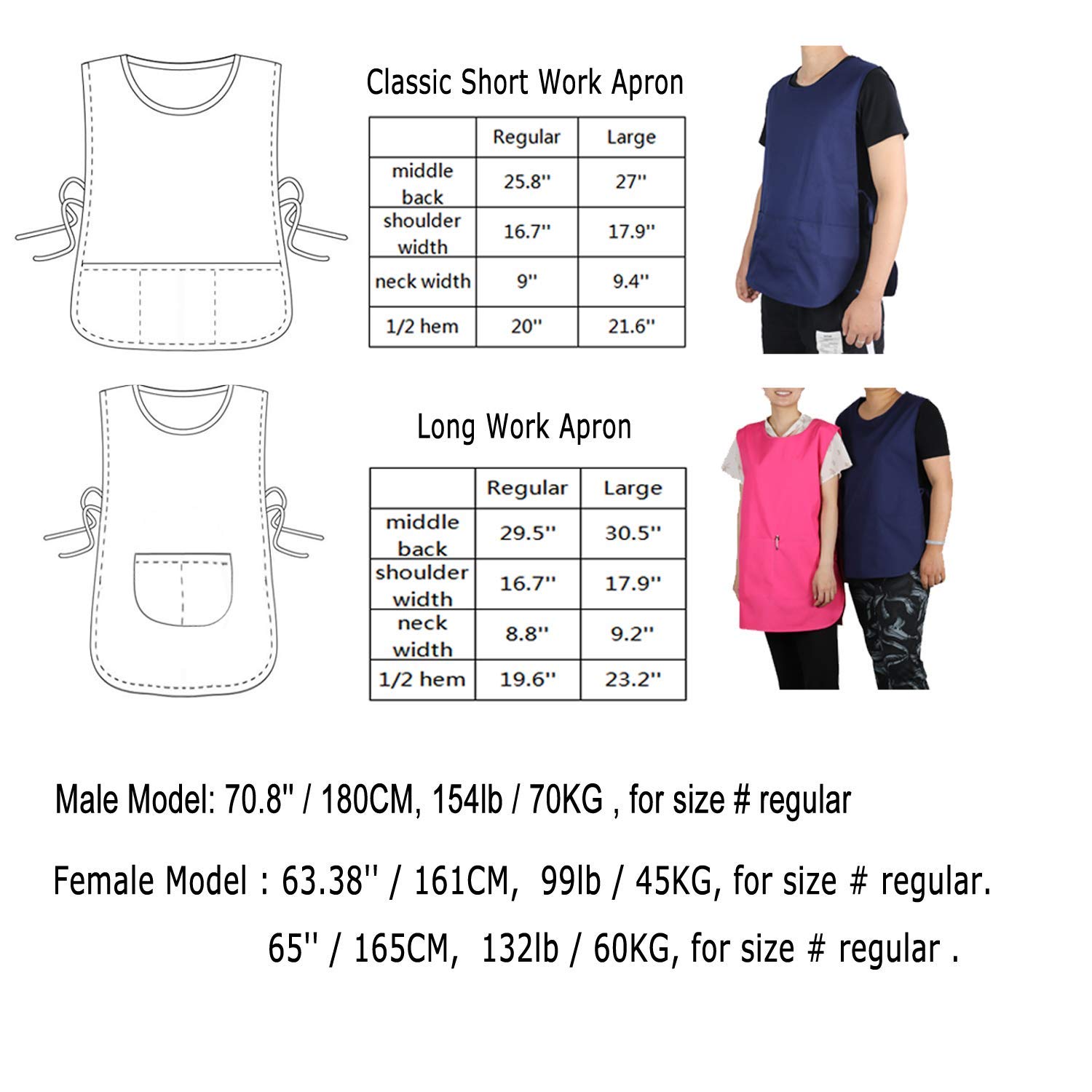 Pack 2 Unisex Delantal Laboral Limpieza 2-3 Bolsillos, Casaca Sanitaria Sin Mangas para Clinica Farmacia Esteticista Maestra Belleza