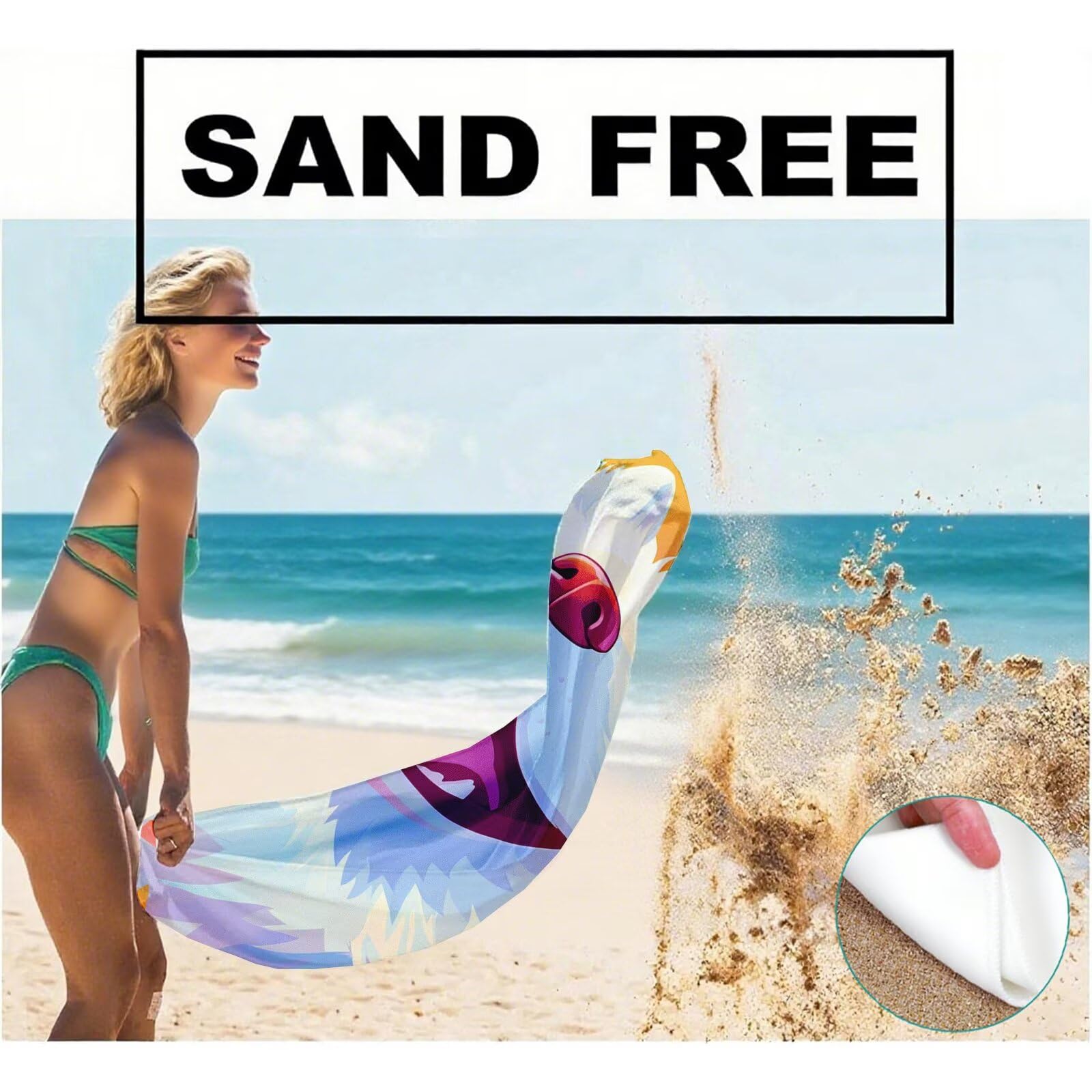 Toallas de Playa Microfibra Perro Toalla Playa Grande 100 x 180 cm Mujer Hombre Secado Rápido Absorbente Toallas Gimnasio Suave Sin Arena Toalla Microfibra para Playas Piscina Viajes Camping Q-108