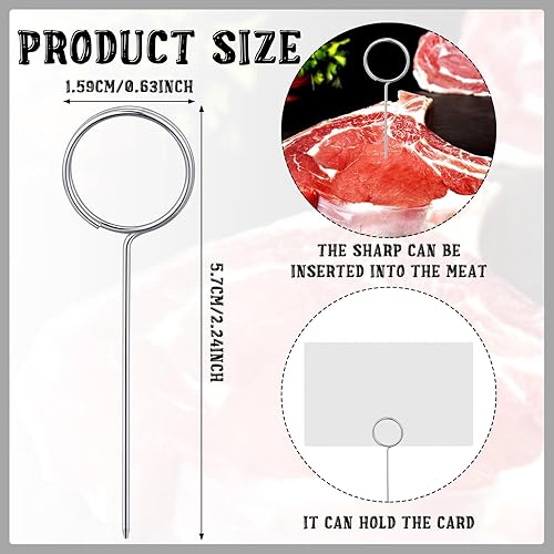 Miniatura 2 de Seajan 100 piezas de tarjetas florales de 2.24 pulgadas, púas de acero inoxidable, soporte para tarjetas de alambre, soportes para fotos, centros de