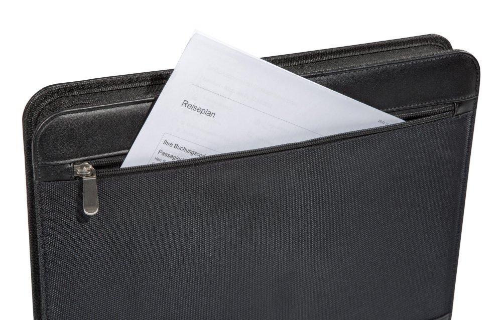 Cartella Portablocco A4 Frankfurt, Quaderno Ad Anelli Estraibile, Finta Pelle Nylon Nero