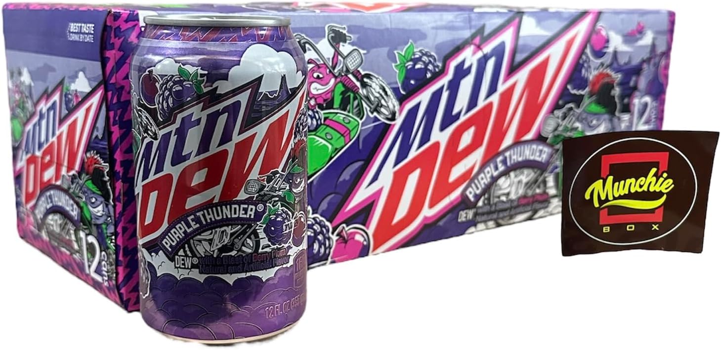 Purple Thunder Berry Plum - Munchie Box Stash (Pack of (12) 12 Oz Cans, Regular)