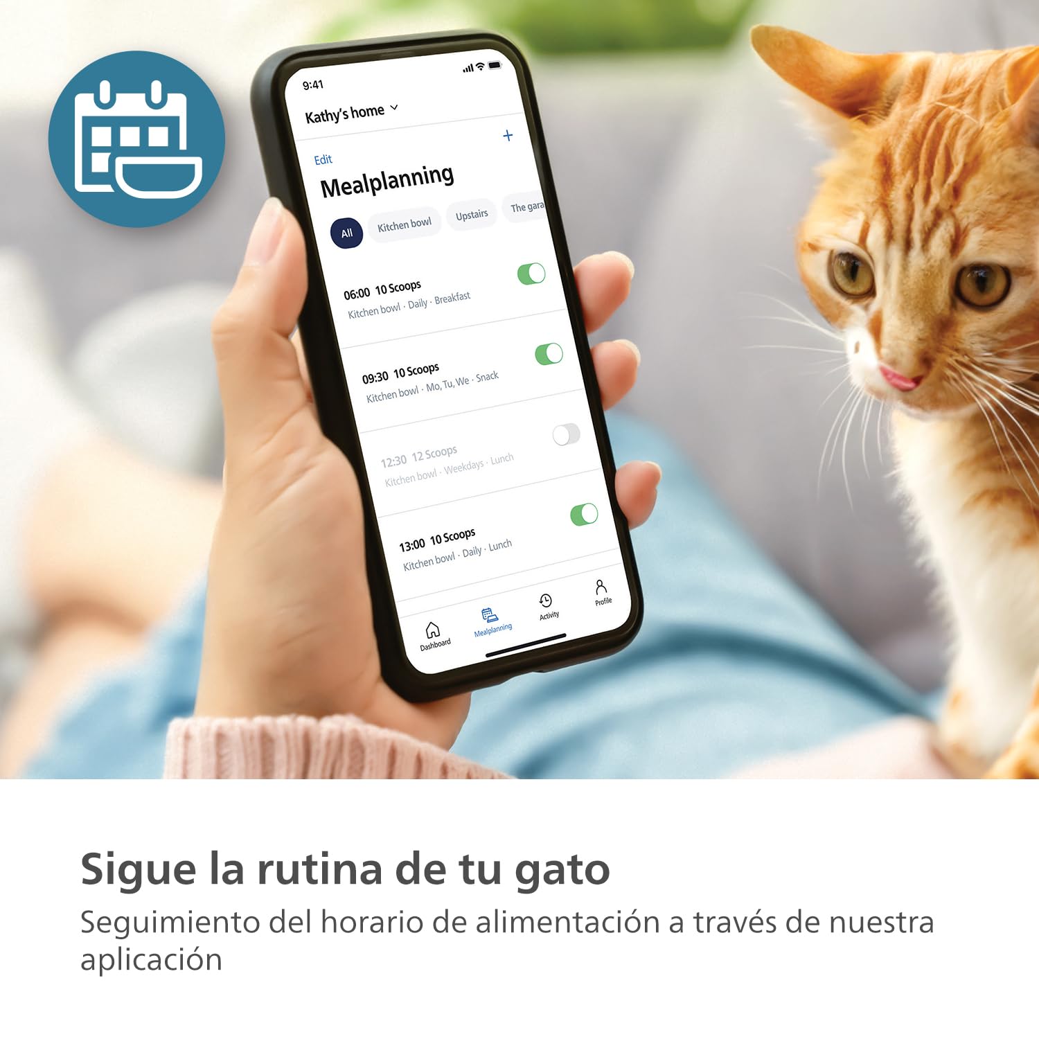Philips Pet Series Comedero Inteligente, Detección de Movimiento, Programación de Comidas, Notificación de Reposición, Tecnología Antiatascos, Comida Fresca, Fácil de Limpiar, Aplicación (PAW5320/02)