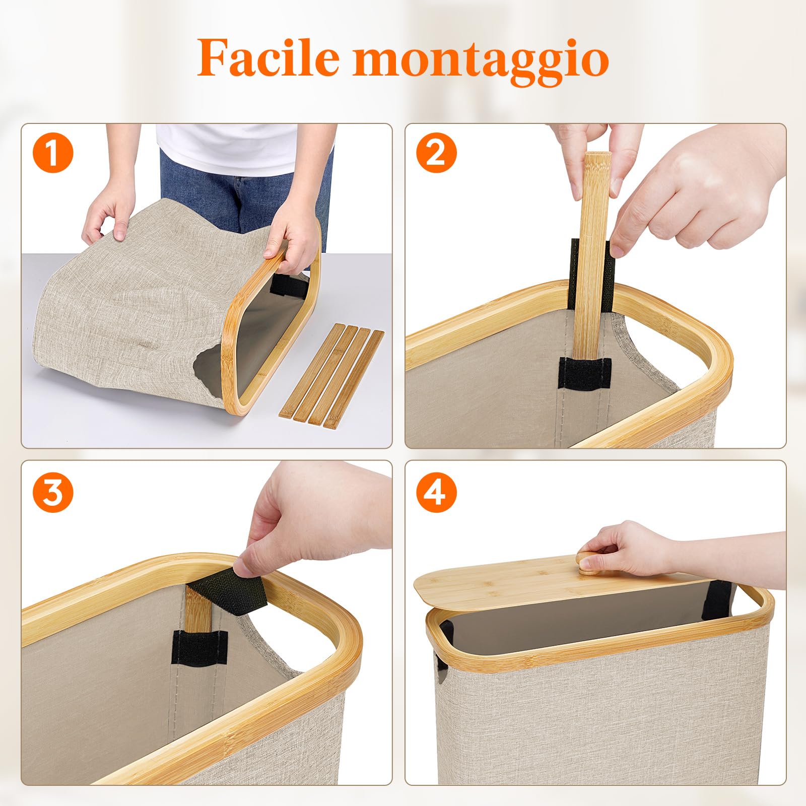 Lifewit Contenitore Carta Igienica, Cesto Porta Carta Igienica, Portarotoli Carta Igienica Scorta con Coperchio in Bambù, Organizer Bagno, Cestino Portaoggetti, Scatola, 30L, Beige