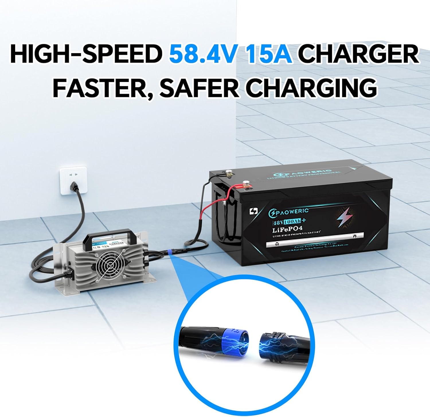 48V 100Ah Golf Cart LiFePO4 Battery, 10240W Output, 200A BMS, Perfect for Golf Cart, RV, Off Grid