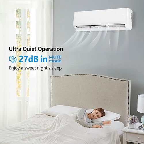 Miniatura 5 de Bonnlo Sistema de calefacción Mini Split de 12,000 BTU con inventor, 19 SEER de 230 V de ahorro de energía sin conductos, sistema dividido para