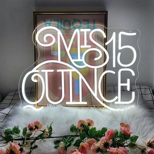 Miniatura 1 de Letrero de neón de membrillo Mis años de Mis para decoración de pared, letrero de neón de membrillo de 40 pulgadas, luces LED Mis 15 años, letrero
