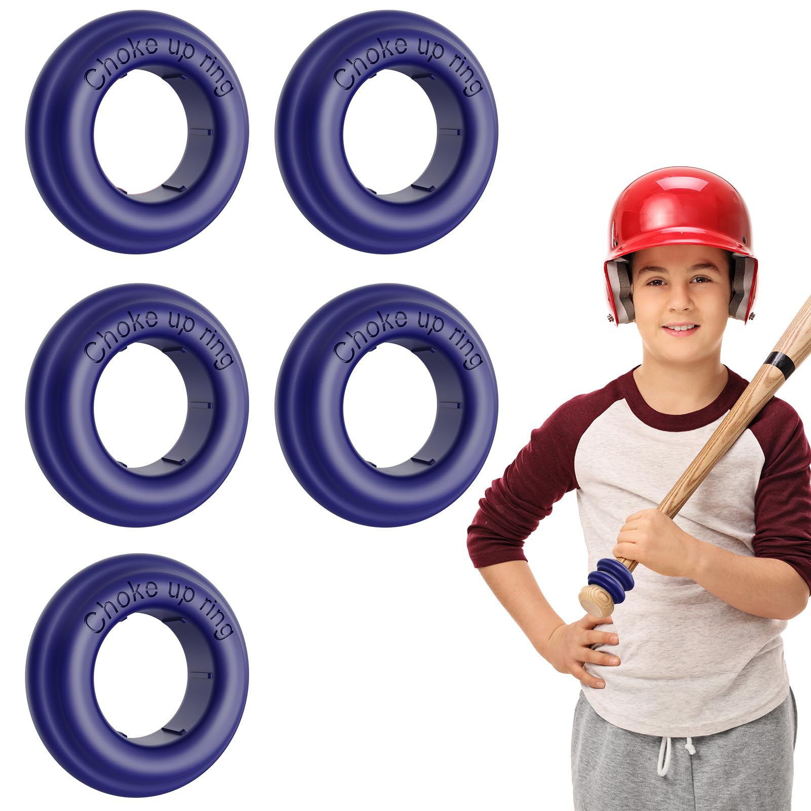 [5 Packs] Baseball Bat Grip Choke Up Rings for Youth Baseball Softball Teeball Tball Bat Choke Up Ring Bat Knob Baseball Bat Accessories - Blue