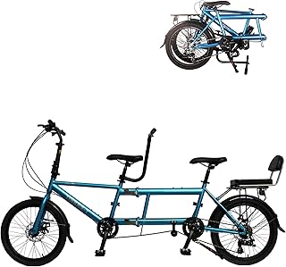 BGGFNZ Bicicletas tándem Plegables Bicicleta de Crucero de Playa para Adultos, Bicicleta tándem con Ruedas de 20 Pulgadas, Bicicletas tándem Ajustables de 7 velocidades Bicicleta de Crucero