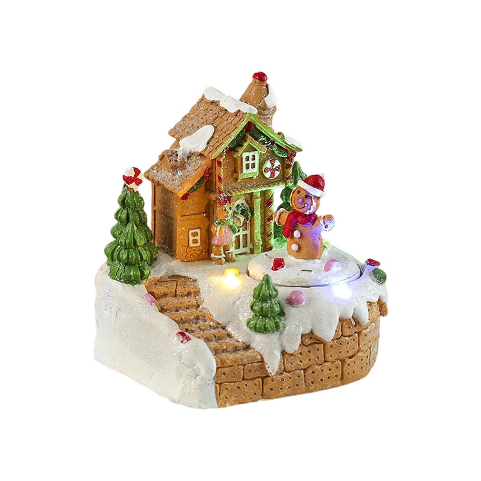 Buxuaaaa C Hristmas Musi Box Snow House Ornament With Led Light Desk Decoration Holiday Themed Accessory Hristmas Village Decoration With Led Lights