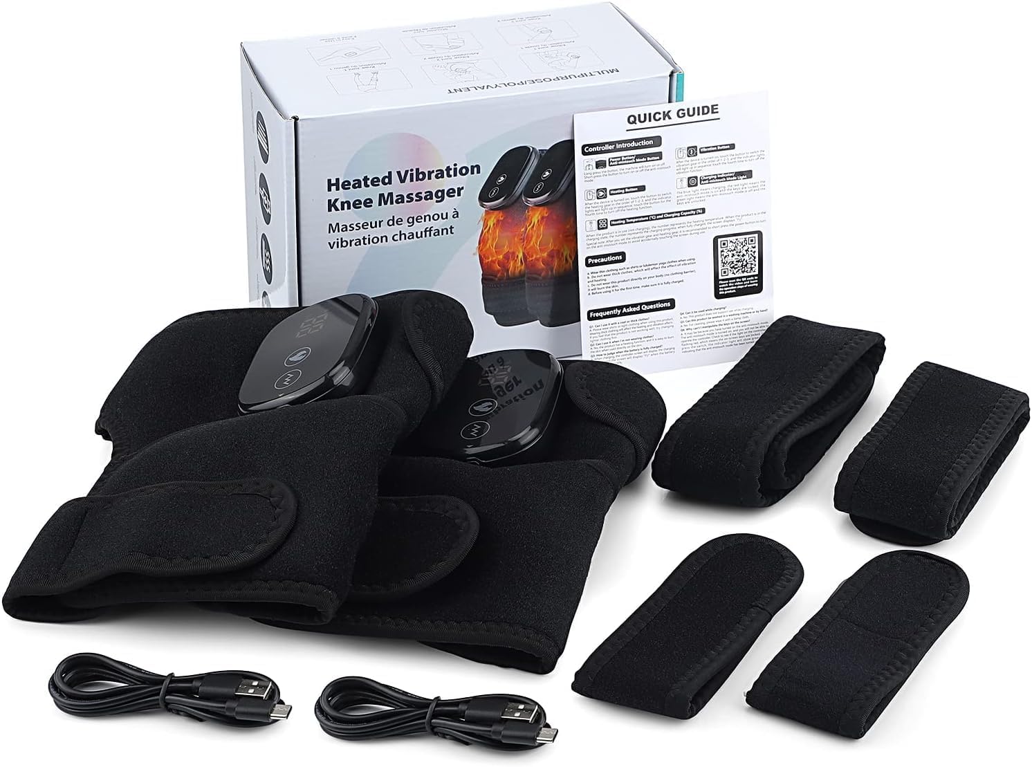 Knee Massager FSA Eligible, Knee Heating Pad for Arthritis, Heated Knee Massager with Heat and Vibration, Heated Knee Wrap Black