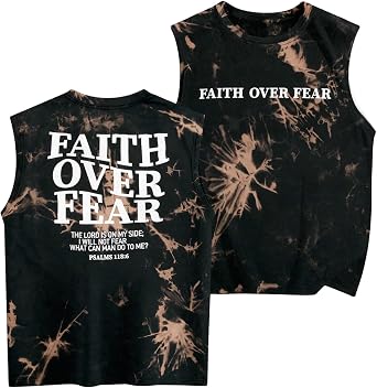 BANGELY Faith Over Fear Tank Vest Women Christian Tank Tops Jesus Shiet Bible Religious Sayings Sleeveless Vacation Shirt