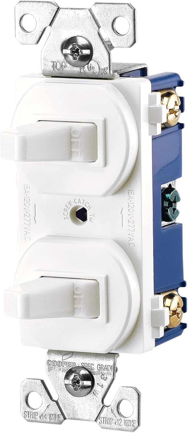 Eaton 271LA 15-Amps 120/277-Volt Traditional Heavy Duty Grade Two Single-Pole Switches, Light Almond