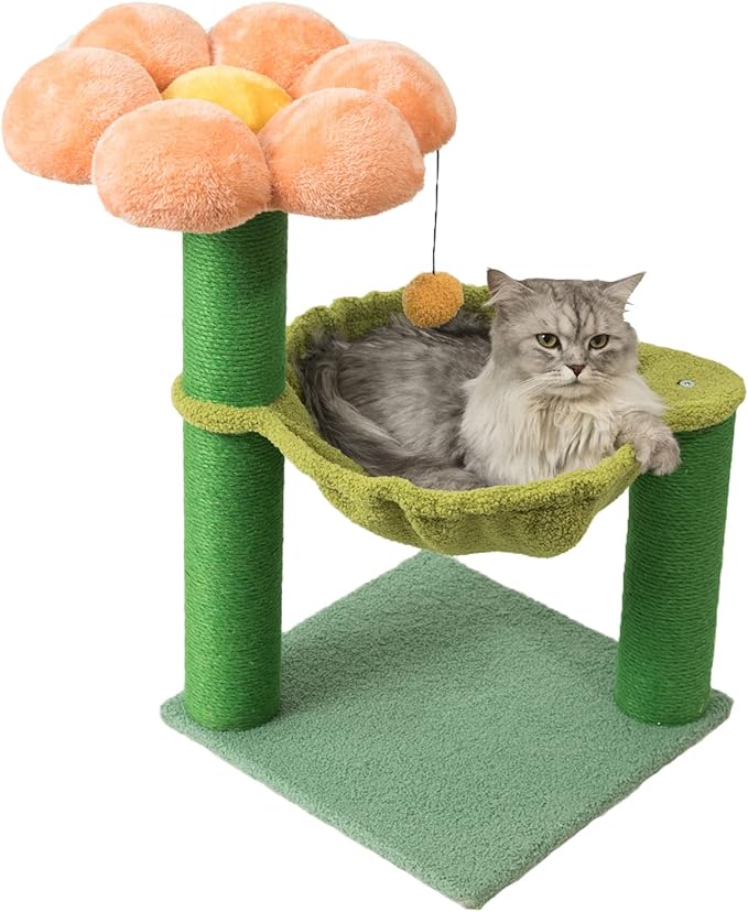 PET Wonderland Small Cat Hammock Tree Cat Activity Tree with Scratching Post Small