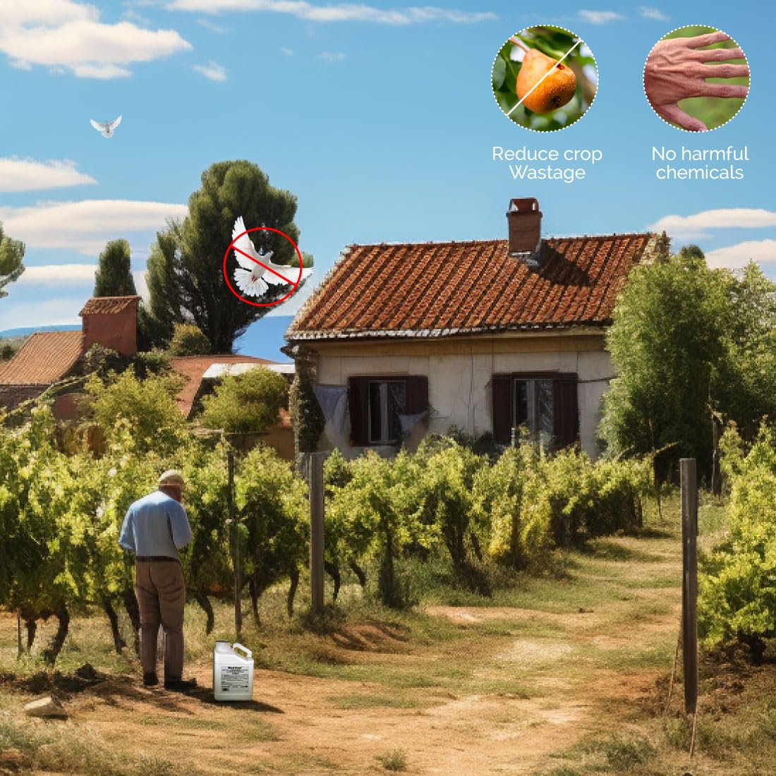 Bird-X Bird Stop Liquid, Invisible and Effective Bird Removal Liquid, Keep Birds Away, Contains Methyl Anthranilate, Easy to Apply, BS-GAL, 1-Gallon