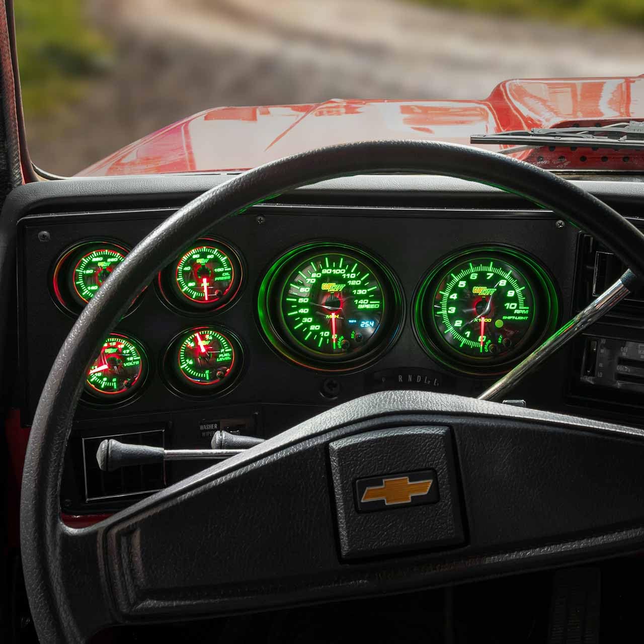 GlowShift 6-Gauge Cluster Package Compatible with Chevy GMC C30 K30 C35 K35 1973-1991 - Black 7 Color Speedo, Tach, Oil Pressure, Water Temp, Fuel Level & Volt Gauges - Direct Fit Dashboard Panel Pod