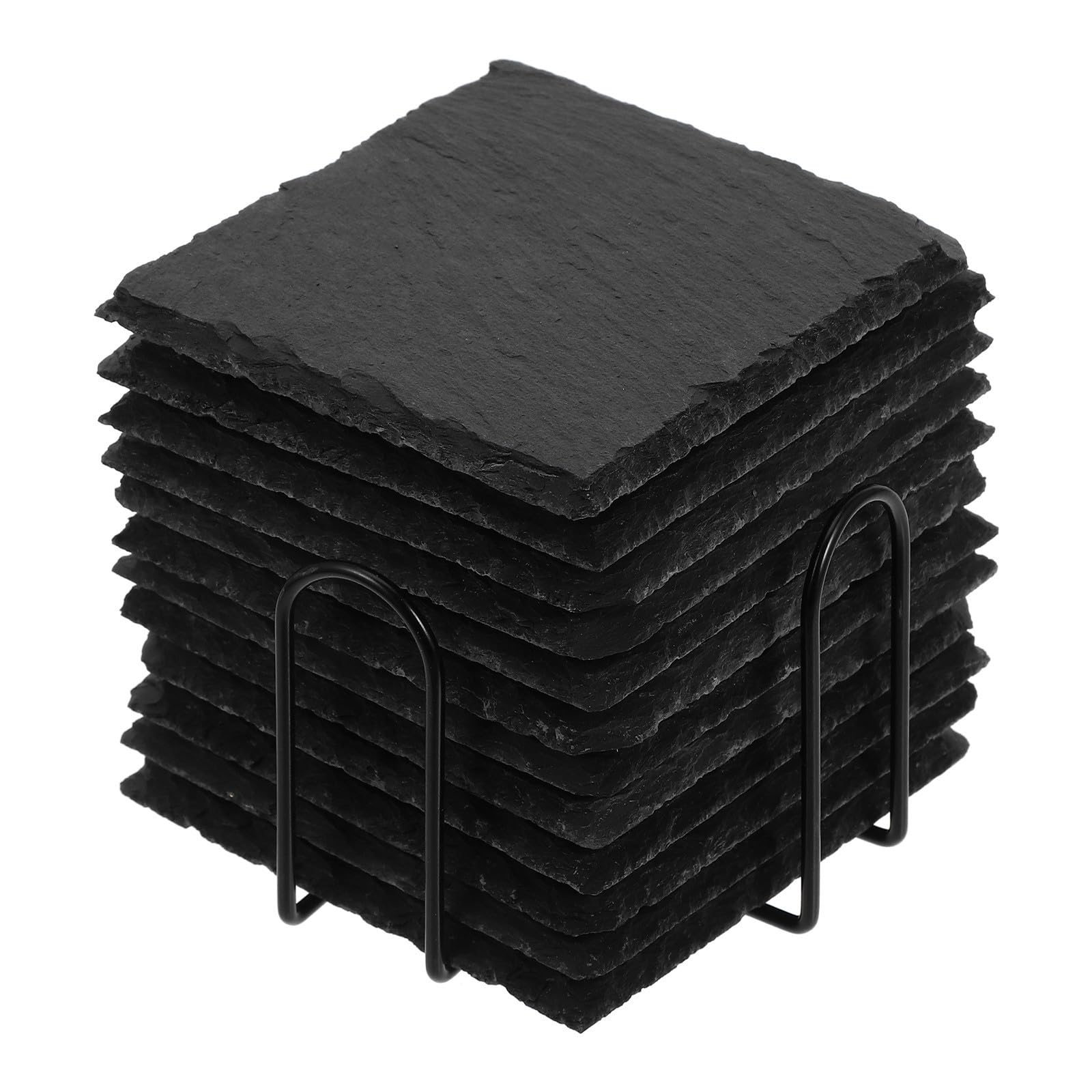 12 Piezas Posavasos Redondo de Pizarra Negro Estilo Japonés