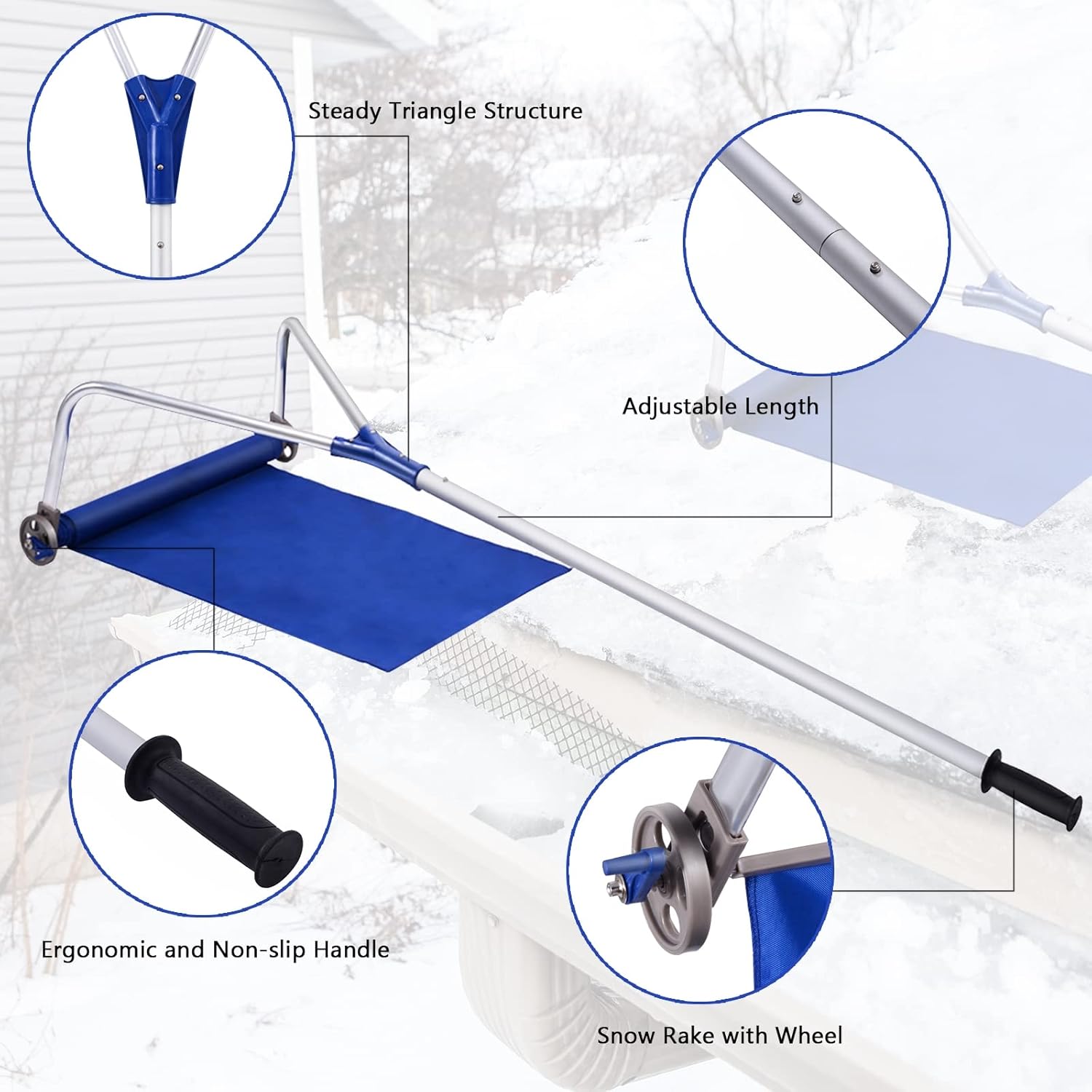 review LHONE 20FT Long Snow Roof Rake,4 Pole Adjustable Telescoping Handle Snow Roof Rake Removal Tool with Wheels,Lightweight Snow Roof Shovel for Clear House Roof Vehicle Snow Wet Leaves