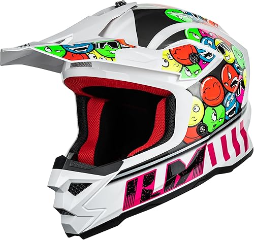 Miniatura 2 de ILM Casco ATV Juvenil para Niños Dirt Bike Motocross BMX Todoterreno Motocicleta Go Kart Casco DOT ECE Modelo Z705 (Chicle, S)