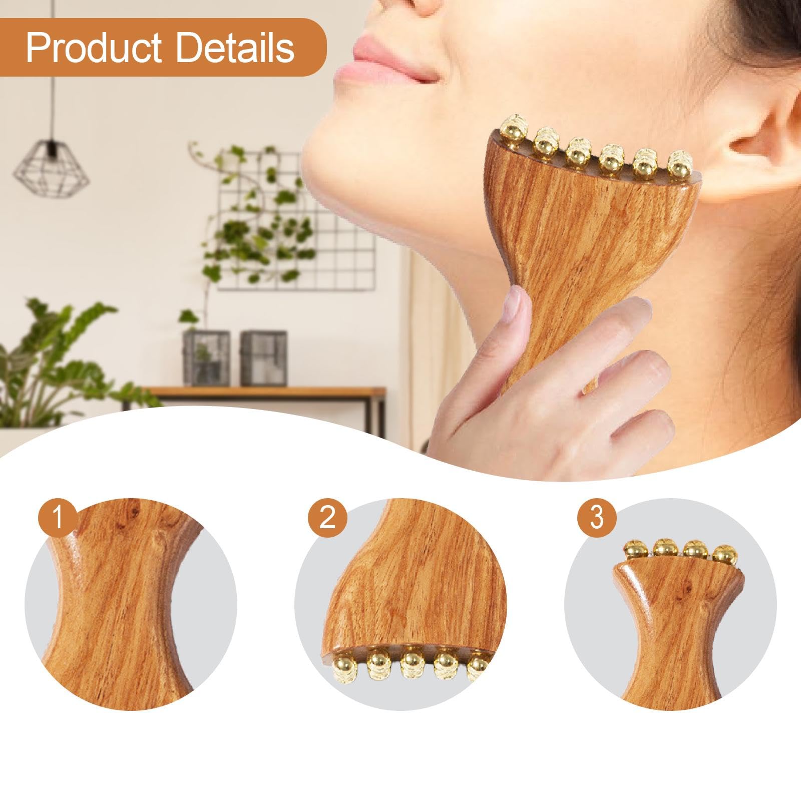 Herramienta Gua Sha Peine de Masaje Tabla para Esculpir Y Suave con Diseño Ligero Y Portátil Adecuado Como Regalo Único para Amigos Y, Color Madera