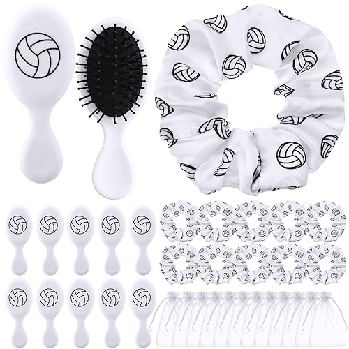 FineCheer 12 Sets Volleyball Hair Ties and Hairbrushes Volleyball Hair
