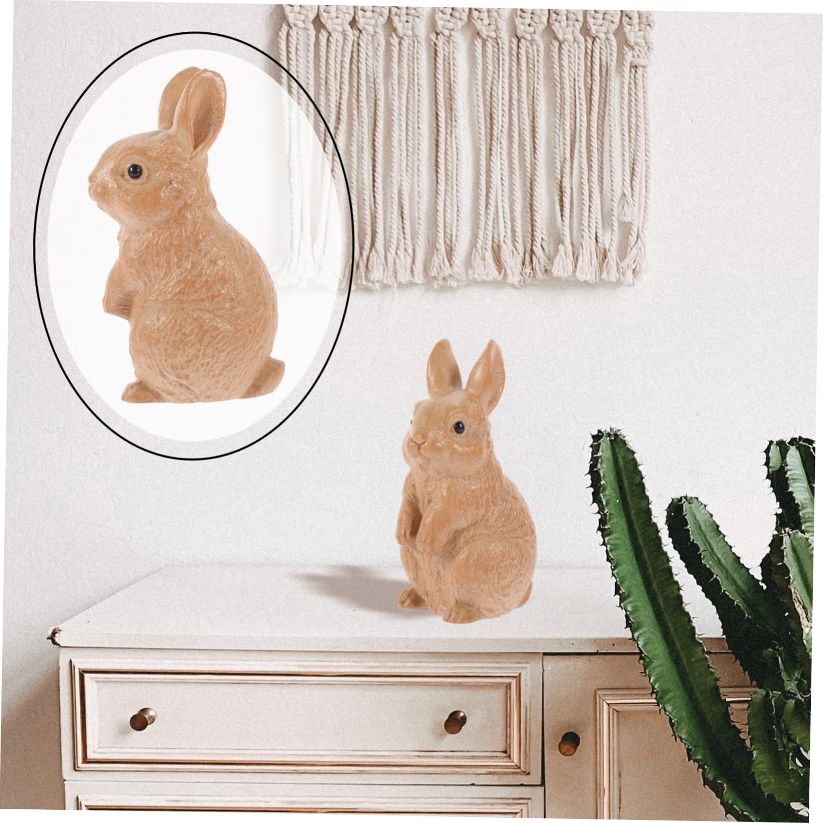 Alipis 3pezzi Decorazione Legno Forma Di Coniglio Statuetta Artigianale Per Pasqua Ornamentazione Per Casa e Giardino Per Amanti Degli Animali