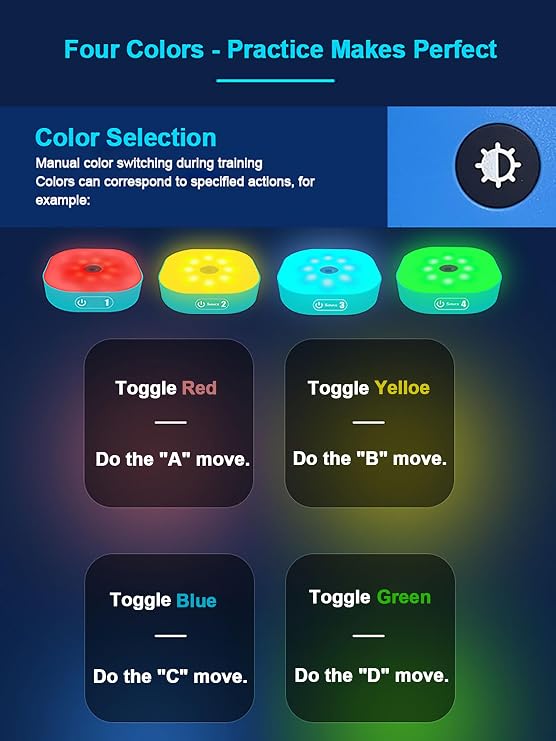 Reaction Training Lights, Remote Control Agile Fitness Lamp, 4 Modes & 4 Light Color, Improve Speed, Agility and Reaction Time,6 Lights [Energy Class A]