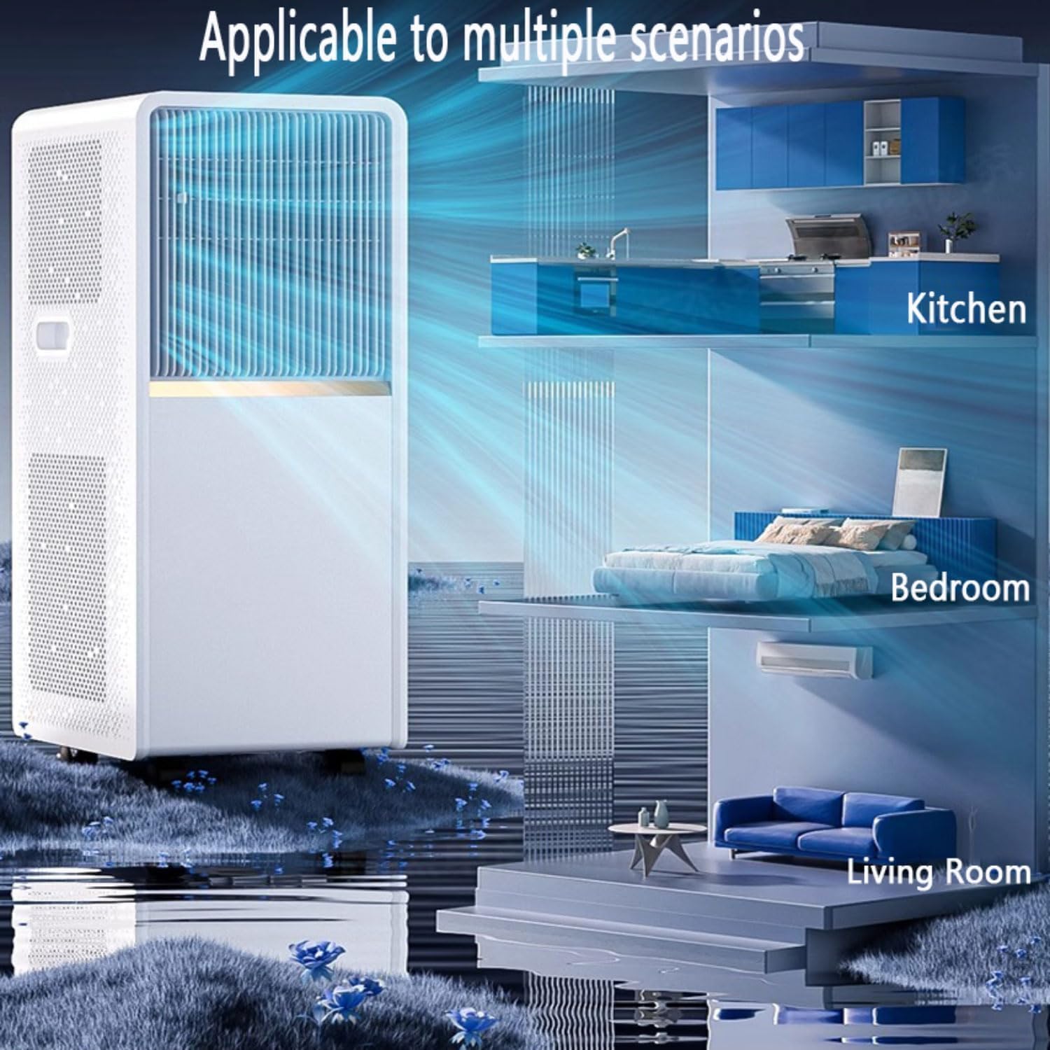Tragbare Klimaanlage, 10000 BTU, Fernbedienung, kühlt Räume bis zu 550 m², ideal für Home Office oder Schlafzimmer, inklusive Fenster-Installationsset