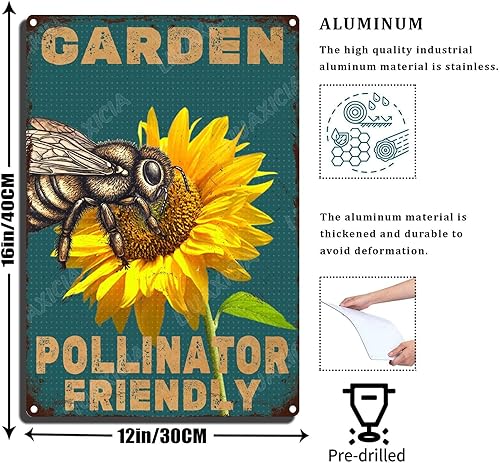 Vista 51 de LIUAXICIA Letreros de metal divertidos para jardín, letreros de metal con diseño de colibrí, para garaje, hogar, cafetería, bar, granja, pared
