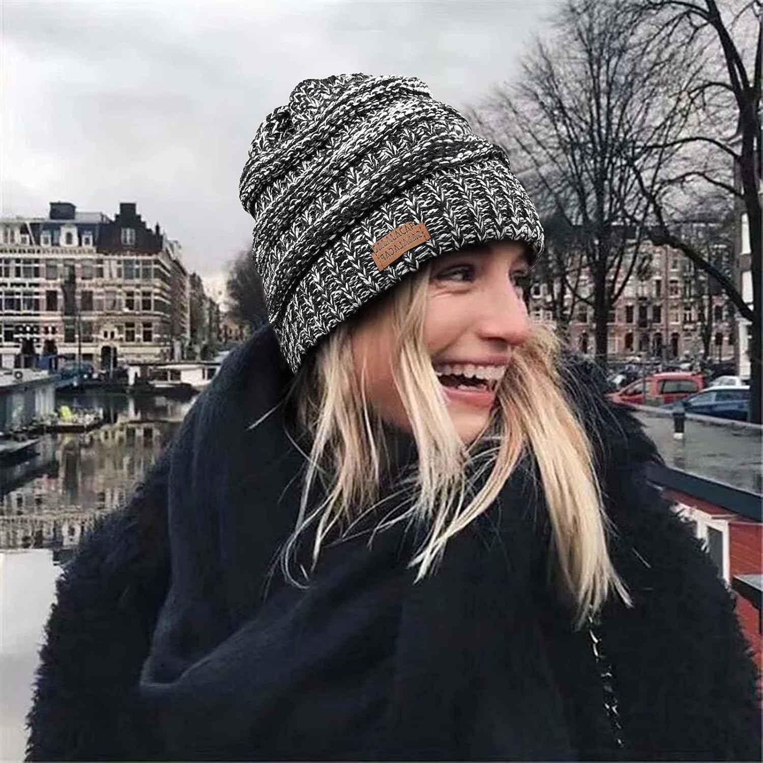 Womens Satin Lined Winter Beanie Cable Knit Beanie for Women Silk Lining Thick Chunky Hats Skull Warm Cap - Image 5