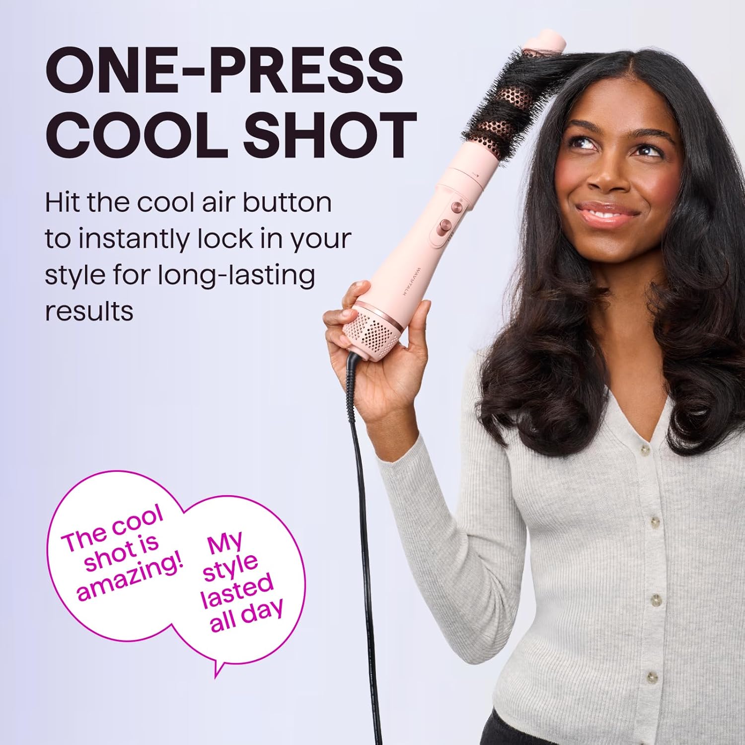 Wavytalk Hair Dryer Brush Set, Air Sculpt 4-in-1 Hot Air Brush Set, Multi Hair Styler for Salon Blowouts, Smooth Curls, Volumizing and Straightening, Sleek and Less Frizz, Pink