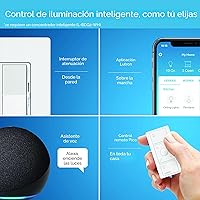 Vista 5 de Lutron Diva Interruptor Regulador Inteligente de Luz para Iluminación Caseta (requiere Lutron Smart Hub), para luces LED, 150 W, monopolar3 vías