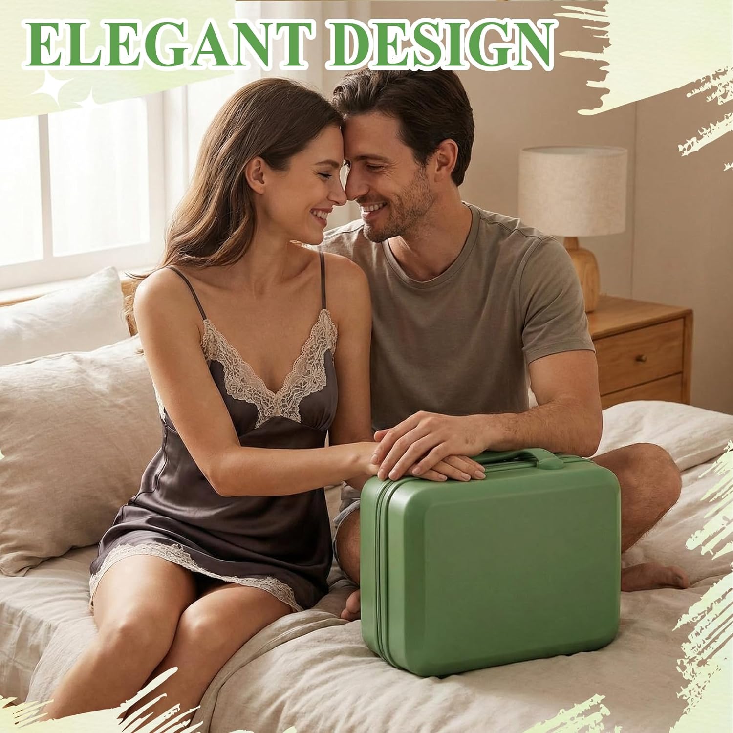 Amylove Adult Game Toy Storage Organizer Case for Women and Men Lock Box Toy Travel Bag Game Locking Storage Box Travel Bag, 12.6 x 9.8 x 6.7 Inch(Green)