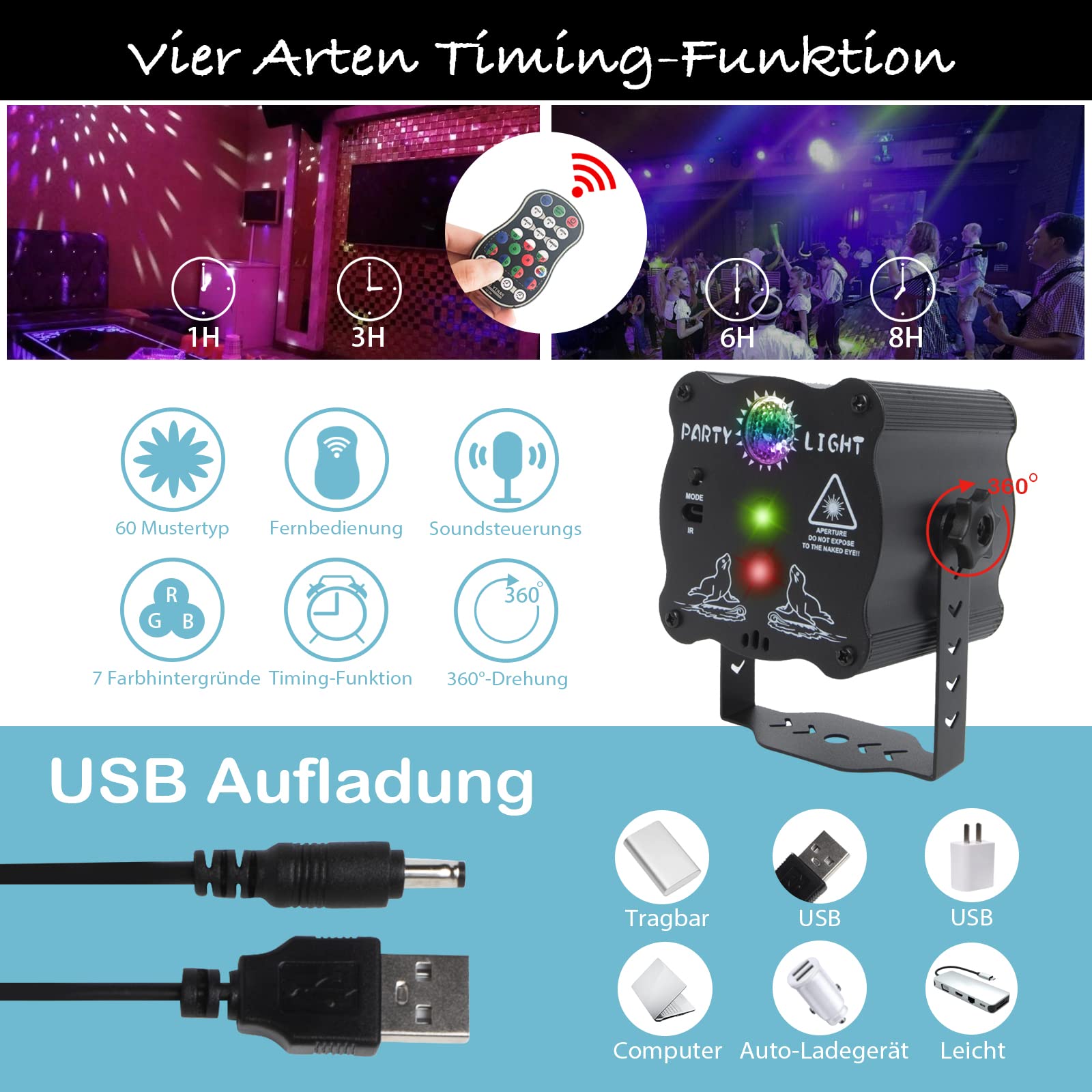 Boule Disco AmyFei Avec Télécommande - Effets Lumière & Son - USB