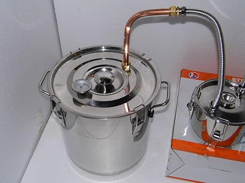 Miniatura 2 de OLizee Destilador de alcohol de agua de acero inoxidable de 5 galones Tubo de cobre 18L Still Spirits Boiler Kit de elaboración de cerveza casera