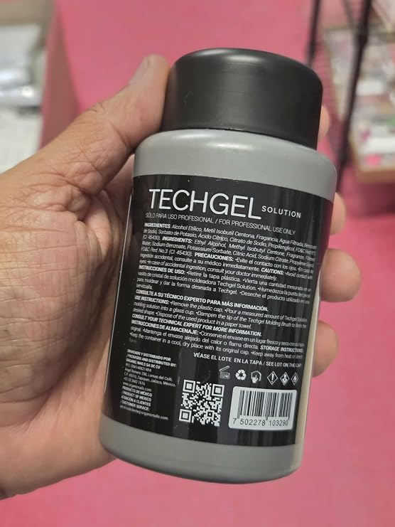 Organic Nails Techgel Polymorized Gel Liquid Solution 8 Fl. Oz. Bottle for Odorless Gel Nails - 240 ml