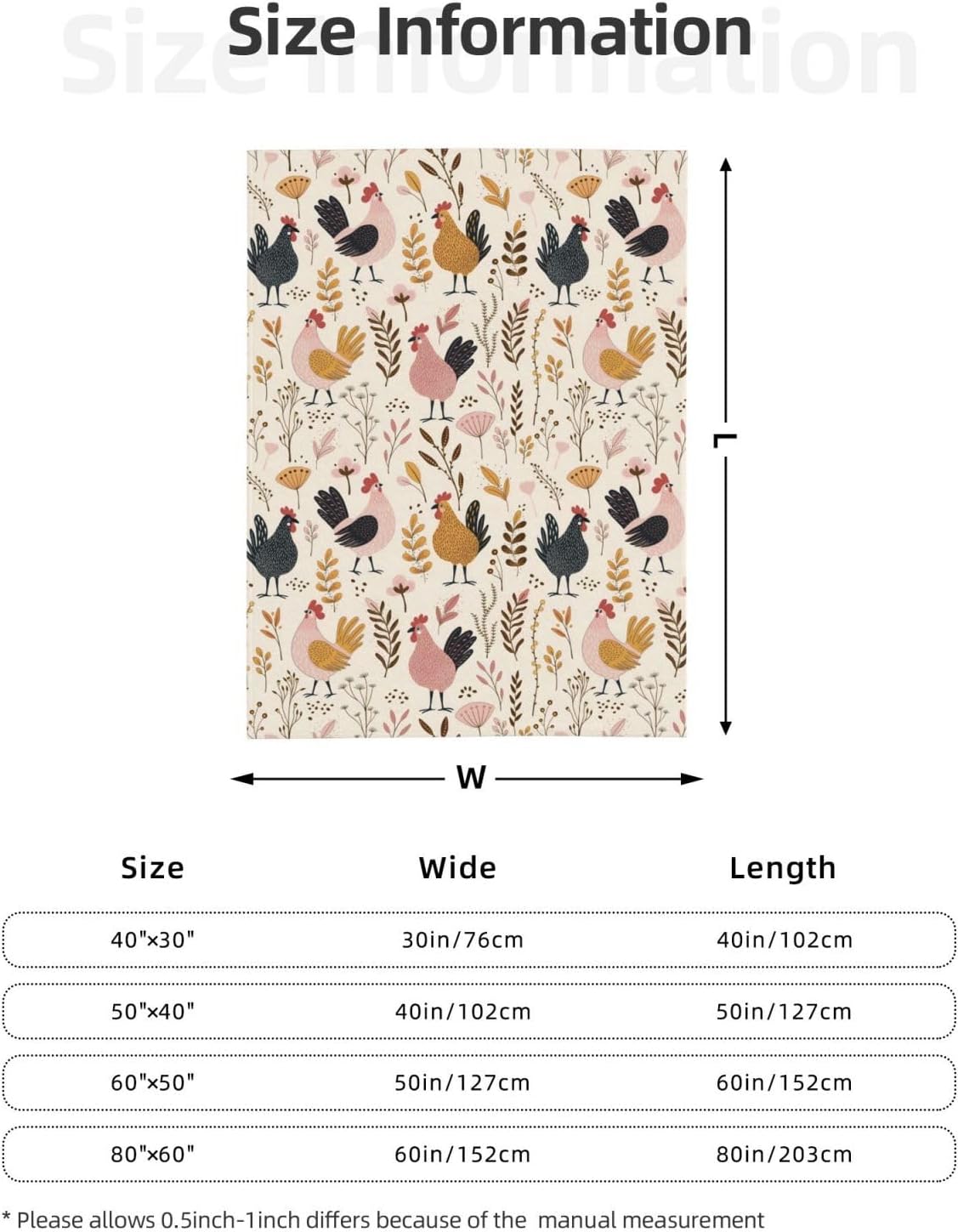 Chicken Throw Blanket – Gift for Chicken Lovers – Premium Anti-Pilling Flannel Soft Warm Lightweight Blanket (Cute Chickens, 80"x60")