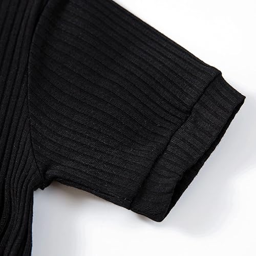 Miniatura 5 de Mameluco de una pieza para bebé recién nacido, traje de mameluco acanalado sólido para bebé niño