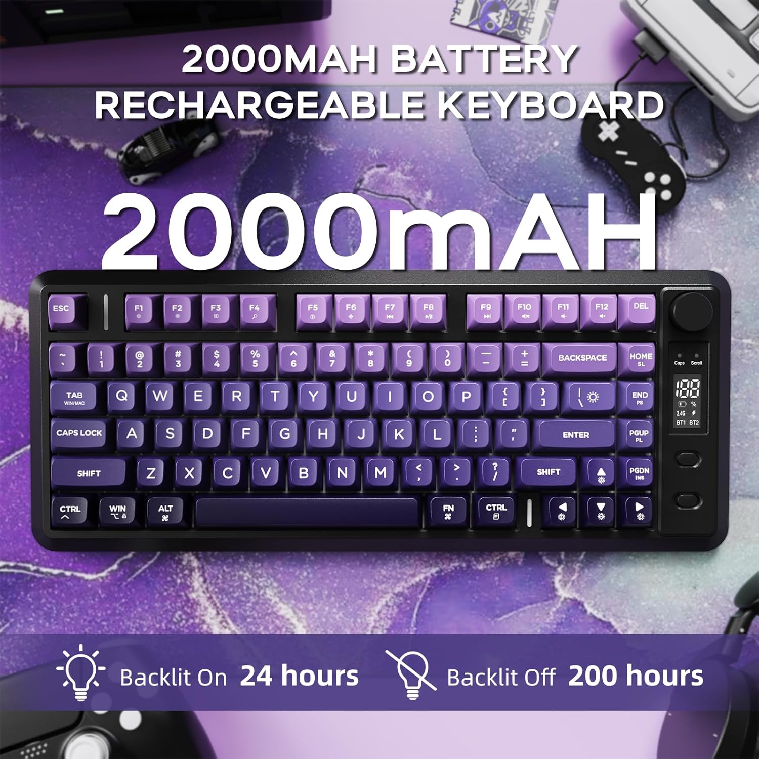 2000mAh Battery of FREEWOLF M75 Keyboard