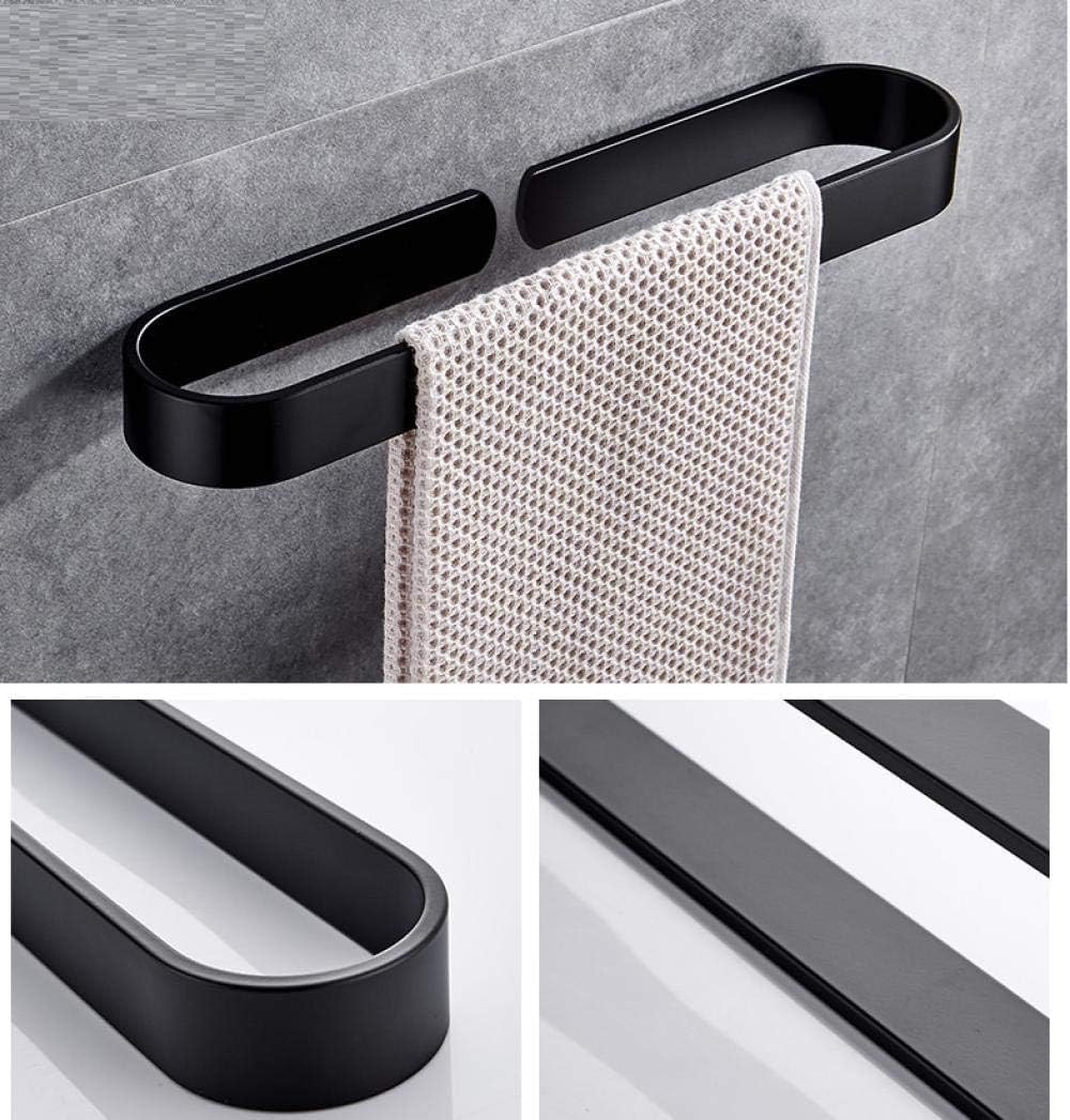 Towel Ring,Bathroom Accessories, Mounted Ring Towel Black Towel Bar Single Bar Bathroom Pendant Towel Bar Perforation Free Bath Towel Hanger 50Cm Free Perforation (Size : 60CM No Punch) (Size : 50CM