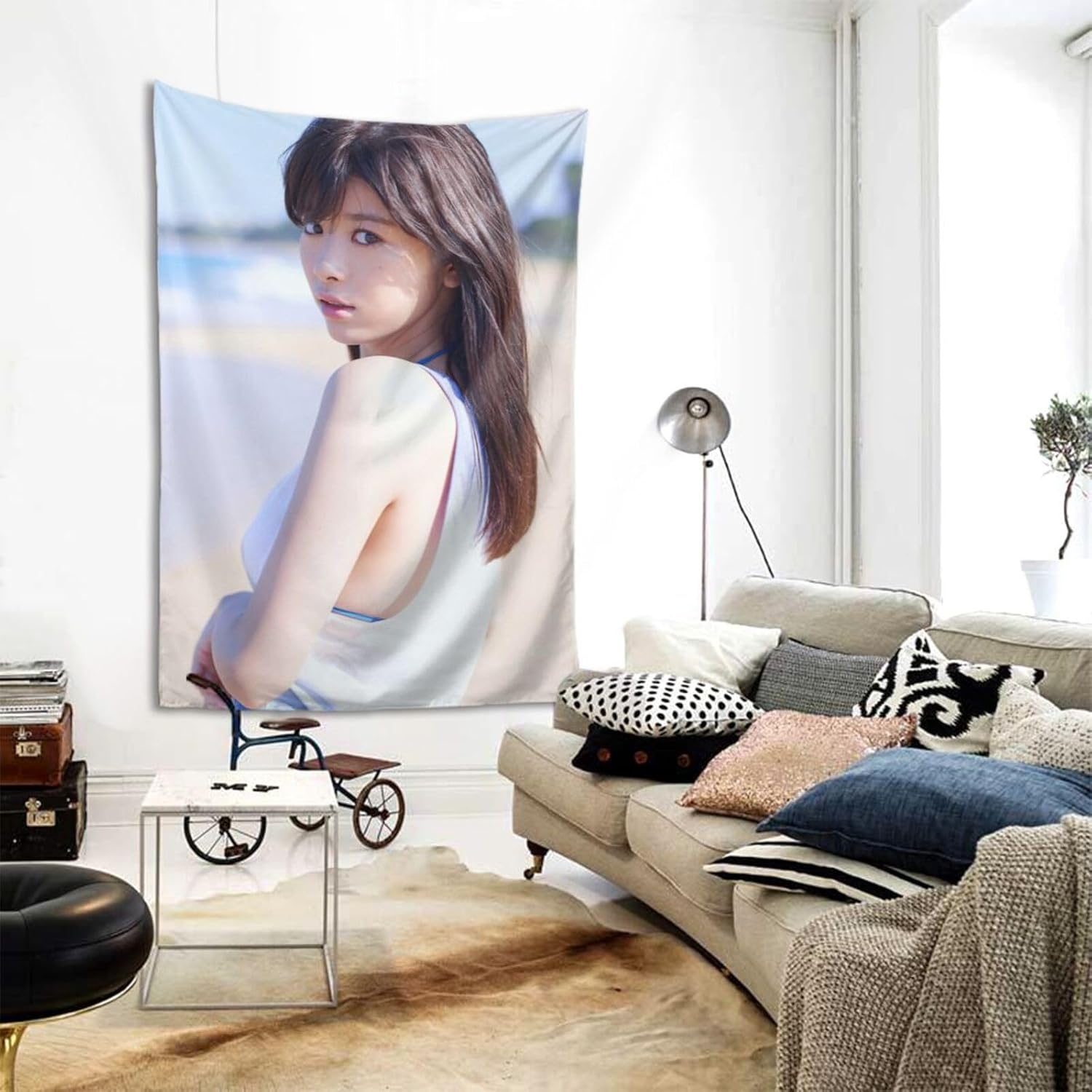 QUKAN 馬場ふみかの美少女水着タペストリー おしゃれ インテリア 壁掛け 装飾用品 アートプリント 壁掛け布 ブランケット お部