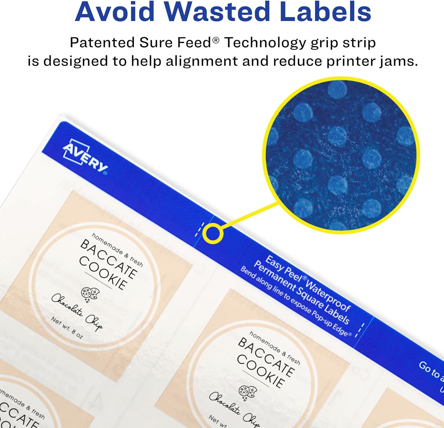 Avery Durable Waterproof Square Labels with Sure Feed Technology, 2" x 2", White, Laser & Pigment-Inkjet Compatible, 96 Blank Labels Total, Great for Branding, Packaging, and More (64510) - Image 4